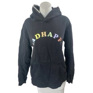 Madhappy Women's Black Spellout Logo Long Sleeve Hoodie Hooded Sweatshirt Top S